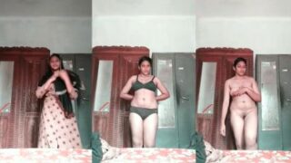 Nude Bangladeshi girl fingers pussy after stripping